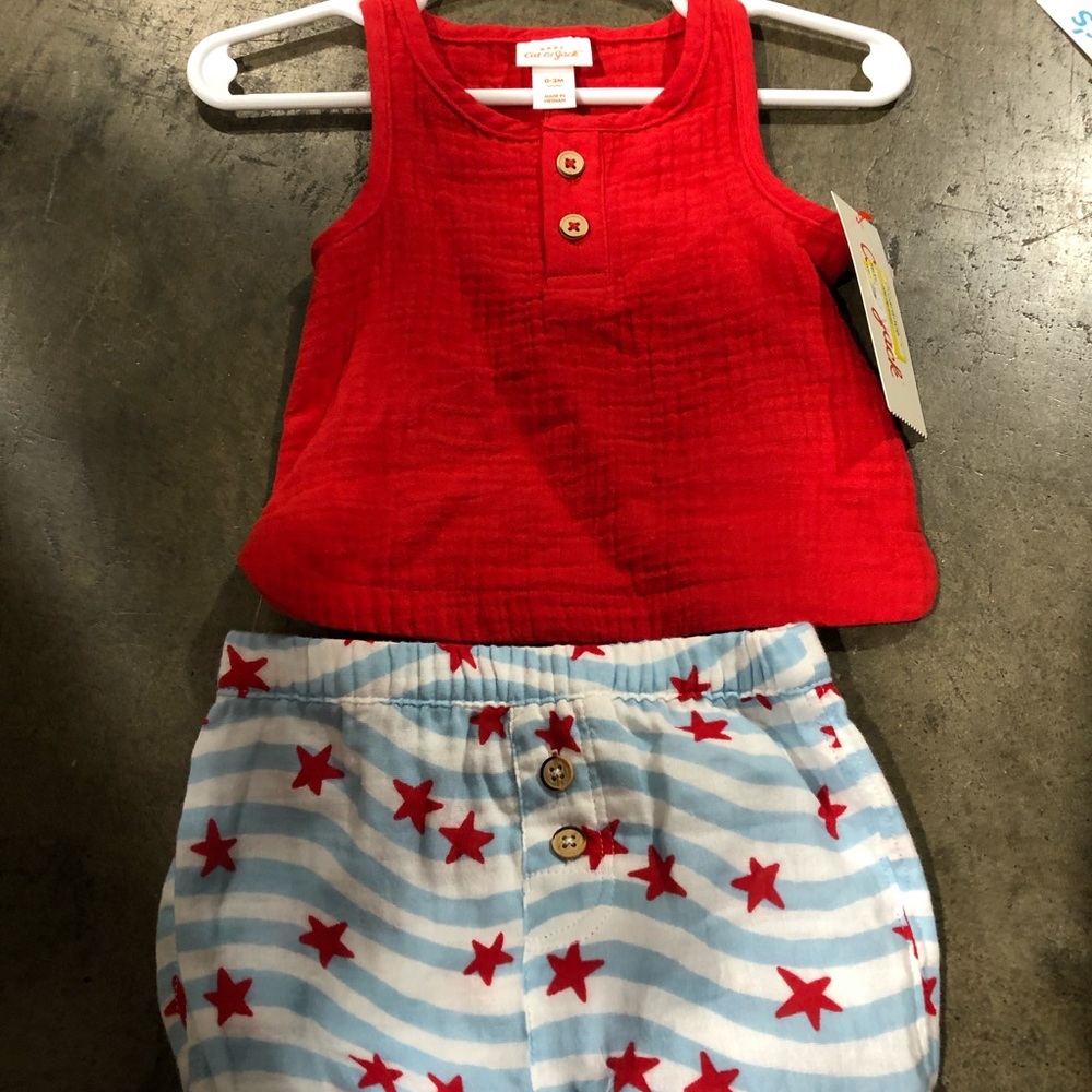 Red white and blue  stars and stripes Tank with shorts